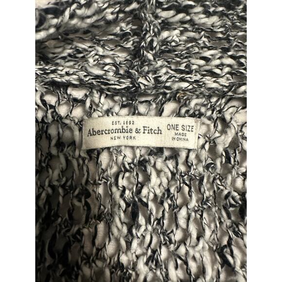 Abercrombie & Fitch Loose Knit Open Cardigan One-Size Black White Short Sleeve - Picture 4 of 6